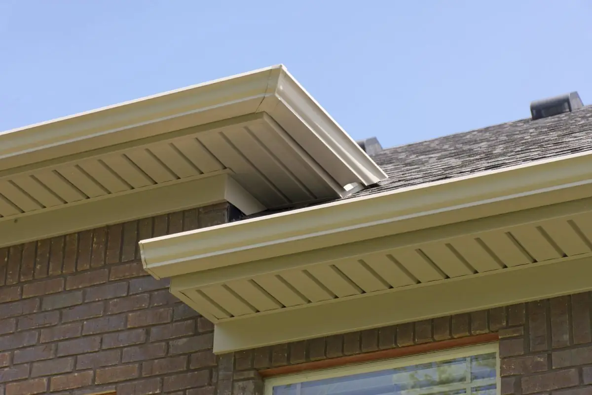Vented soffit and fascia installed on a brick home